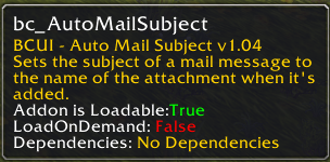 BC - Auto Mail Subject tooltip