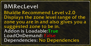 Bhaldie Recommended Level tooltip